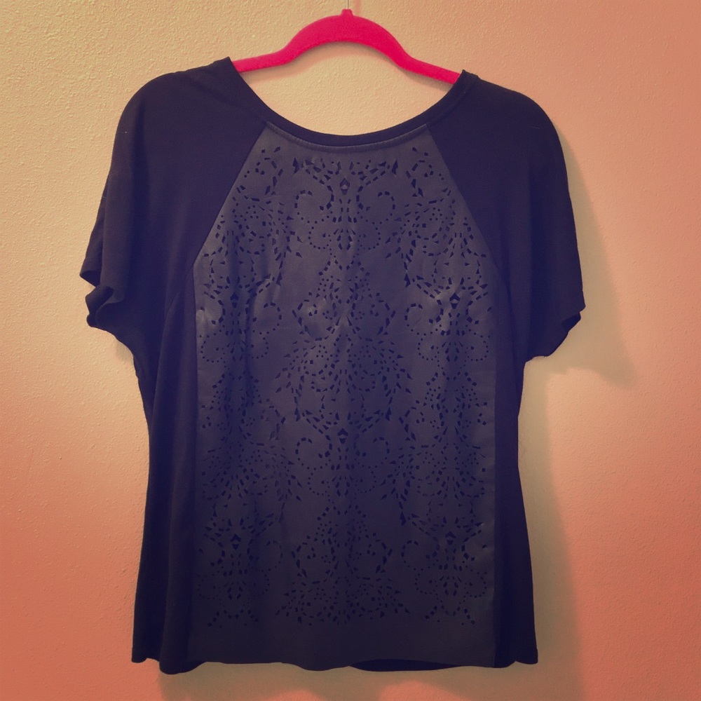 Mossimo Black Faux Leather Top - Size X-Large